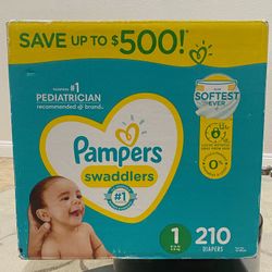 Pampers Swaddlers Diapers, Size 1, 210 Count