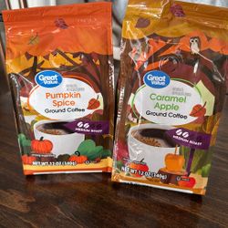 Great Value 12oz PUMPKIN SPICE & CARAMEL APPLE ground Coffee Medium Roast