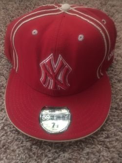 Red New York New Era hat 7.5 Fitted cap