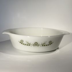 Vtg Oval Pyrex Glasbake Crazy Daisy Green Casserole Dish J2352