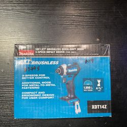 Makita 18V LXT Lithium-Ion Brushless 1/4 in. Cordless Quick-Shift Mode 3-Speed Impact Driver (Tool Only)