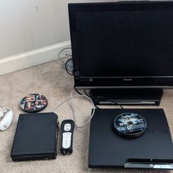 Sony PlayStation 3 160gb, Nintendo Wii, Tv Monitor, PS3 Games and Movies