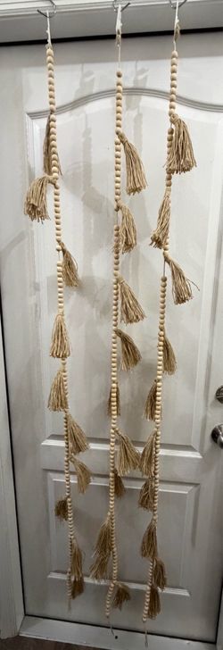 3 New 72" burlap plain natural wooden beads garland craft crafting decoration supplies