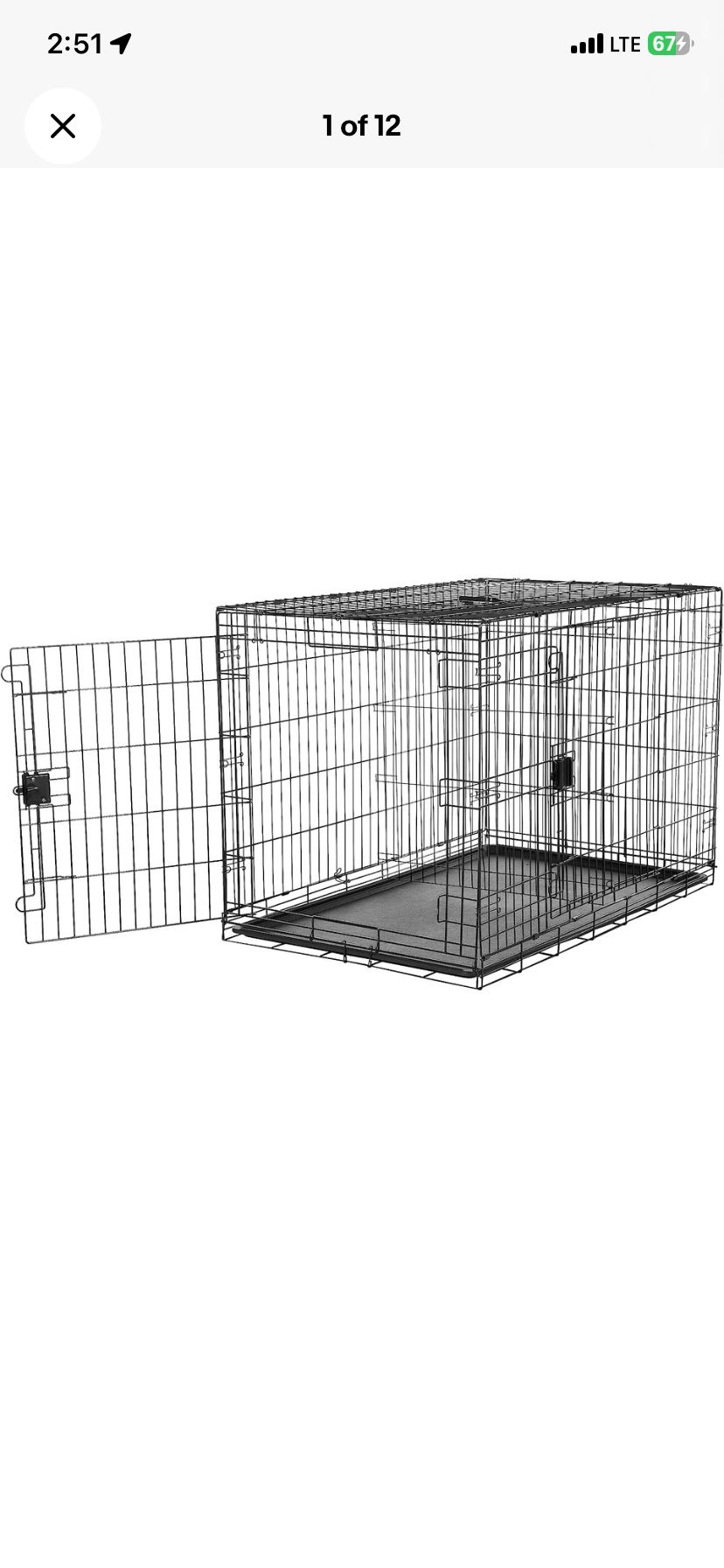 XL Dog Crate Metal With White Hard Plastic Slide In Bottom