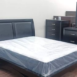 $55 down financing or Cash  black bedroom set Queen/King Bed Dresser nightstand and mirror