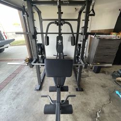 Vesta Fitness Smith Machine 2001 w/Bench Attachment | 230lb Bumpers Weights | 7ft Olympic Bar | Fitness | Gym Equipment | FREE DELIVERY 🚚 