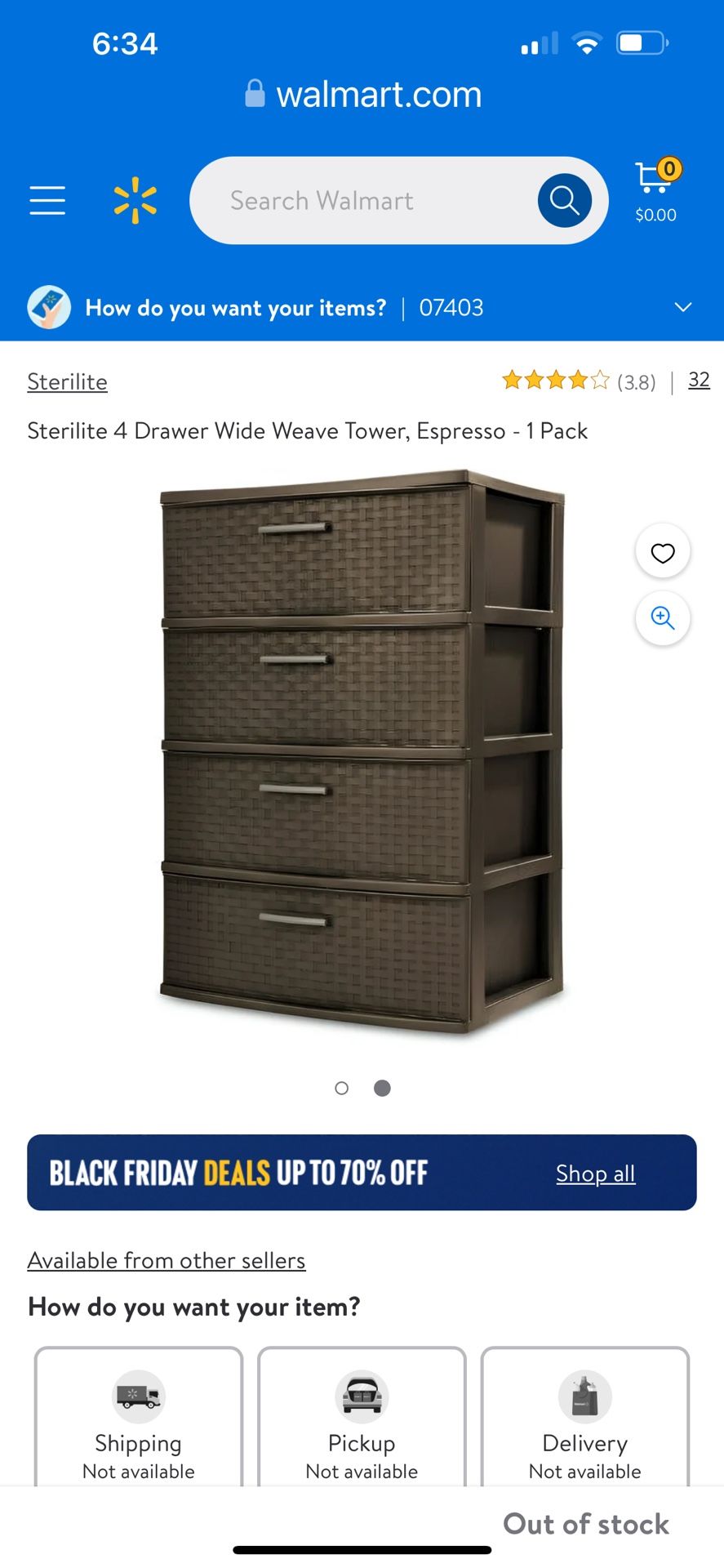 Sterilite 4 Drawer Wide Weave Tower Plastic, Espresso