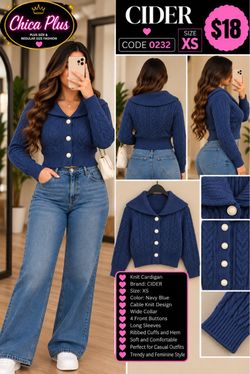 CIDER Navy Blue Cable Knit Cardigan XS