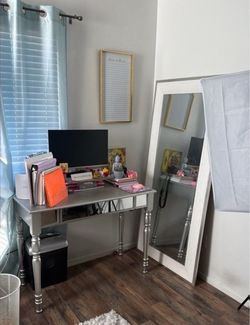 Silver and Glass Vanity Desk