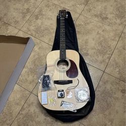 Cort 6 String Acoustic Guitar Pack, Right, Open Pore, Full (EARTHPACKOP-A)