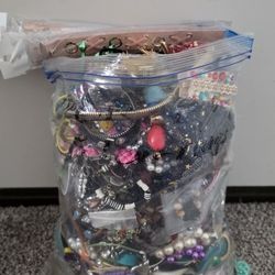 large Bag Of Broken Jewelry For Crafts