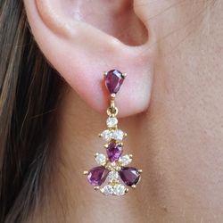 14k Rubillite And Diamond Earrings