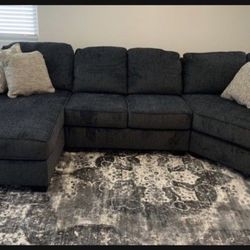 By Ashley Dark Gray Sectional Couch👉 Chaise , Cuddler 🌟 Brand New 💥 Fast Delivery 🚚 
