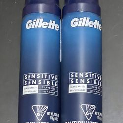 Gillette Series 3X Action Shave Gel, Sensitive Twin Pack, 7 Oz (Pack of 2)