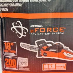 Echo 56V 18 in. Cordless Electric Battery Brushless Rear Handle Chainsaw Kit with 5.0Ah Battery and