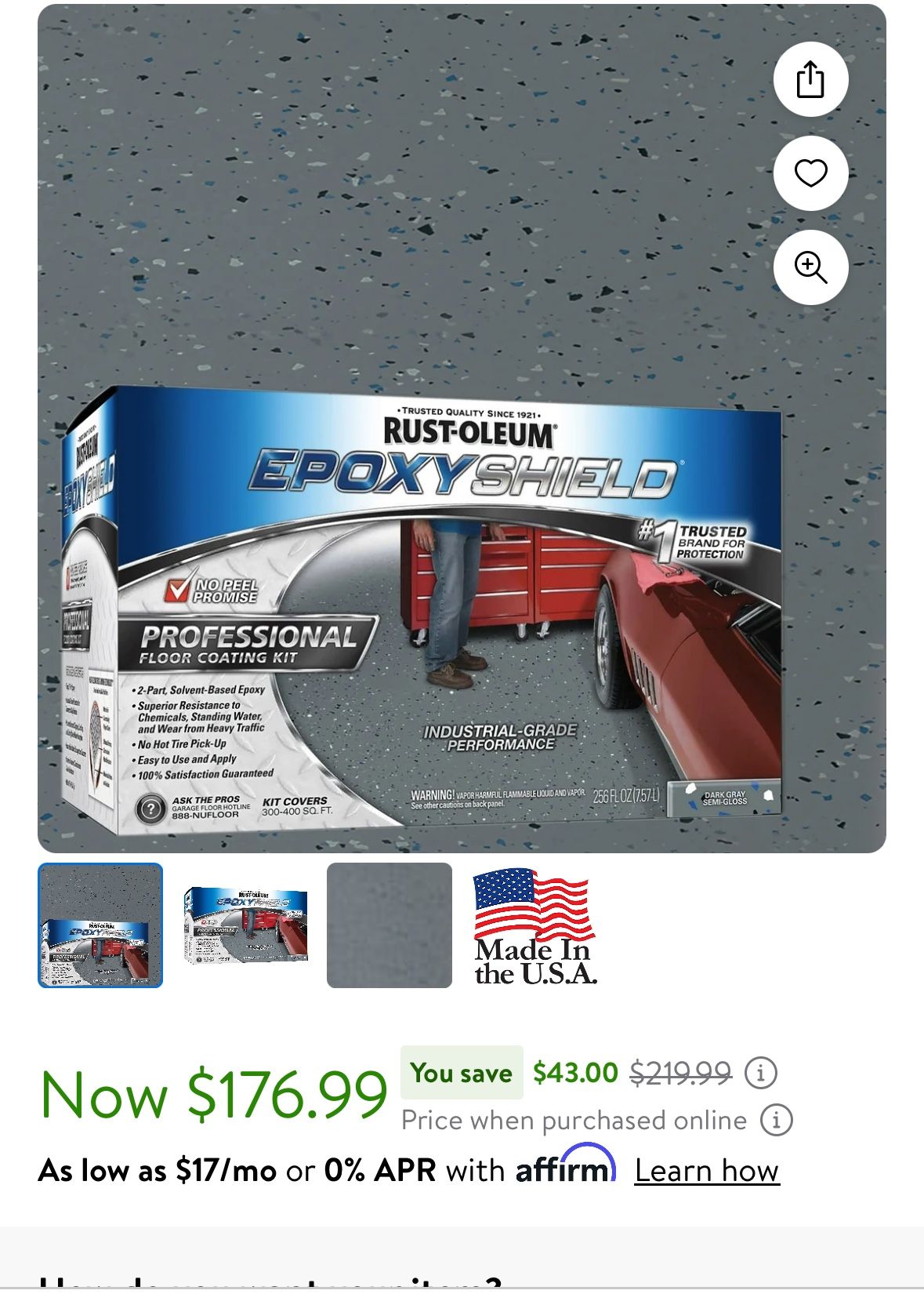 Dark Gray, Rust Oleum EpoxyShield Semi Gloss Professional Floor