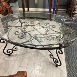 Solid Steel And Glass Coffee Table