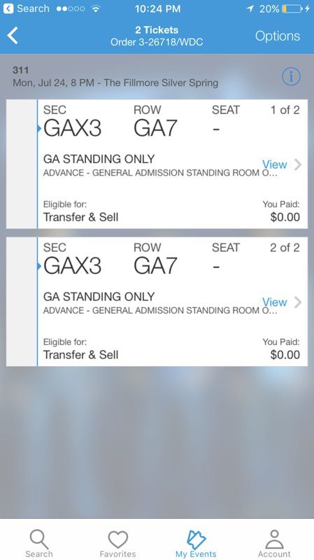 311 ticket (7/24) discounted price must sell