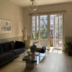 Boconcept Osaka Sofa In Dark Blue Napoli + Matching Ottoman 