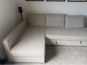 IKEA FRIHETEN Sleeper sectional,3 seat w/storage, Faringe light gray