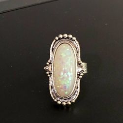 FIRE OPAL  LADIES  NEW 1 SIZE FITS MOST ACCENT FASHION RING
