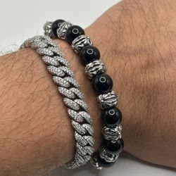 Chrome Hearts Style Cross Bead Bracelet - Gothic Silver Jewelry Y2K New Silver