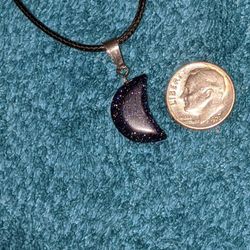 Blue Sandstone Crescent Moon Shaped Pendant