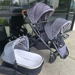 Uppa Vista Double Stroller W Bassinette 