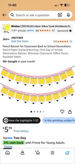 Pencil Banner Classroom Back to School Decoration