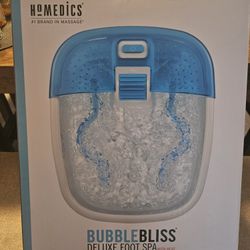 Homedics BubbleBliss Deluxe Foot Spa w/ Heat (w/ Moisturizing Heel Socks and Cracked Heel Treatment)