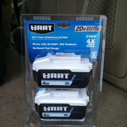 Brand New Hart 20v 4.0ah Lithium Batterys 2 Pack 
