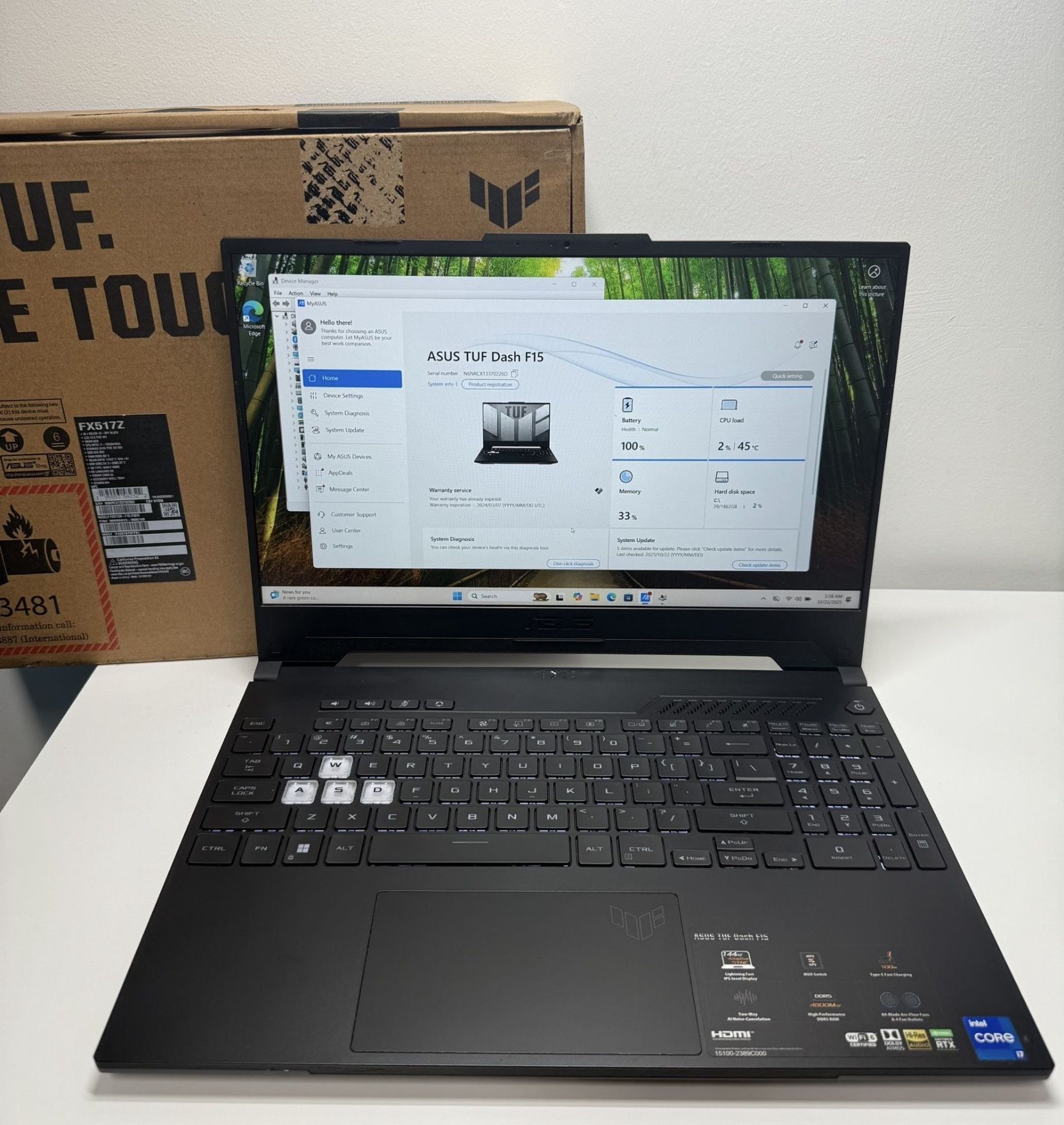 Laptop Asus TUF 15 Dash i7 12Th 16Gb 2Tb RTX 3070