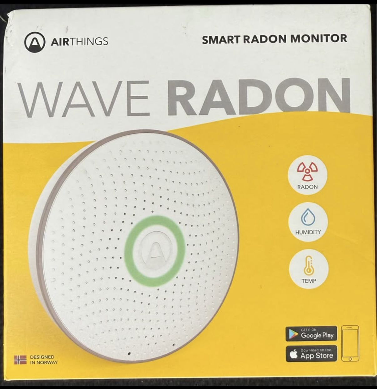Airthings 2950 Wave Radon - Smart Radon Detector with Humidity & Temperature Sensor