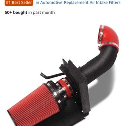MOOSUN 4 inch Cold Air Intake Black Tube + Heat Shield for 1(contact info removed) GMC/Chevy V8 4.8L/5.3L/6.0L Silverado 1500/2500/3500 Red
