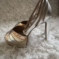 Gold And Silver Heels Size 8