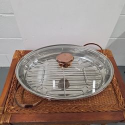 Wolfgang Puck Oval Gratin Pan 13"x9.25" Stainless Steel w/Lid & Rack #022024 (RB