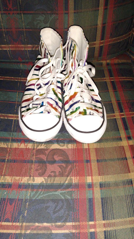 Converse CTAS Hi Youth Junior Size 3 Zebra Multicolor Shoes 667600F  Rainbow