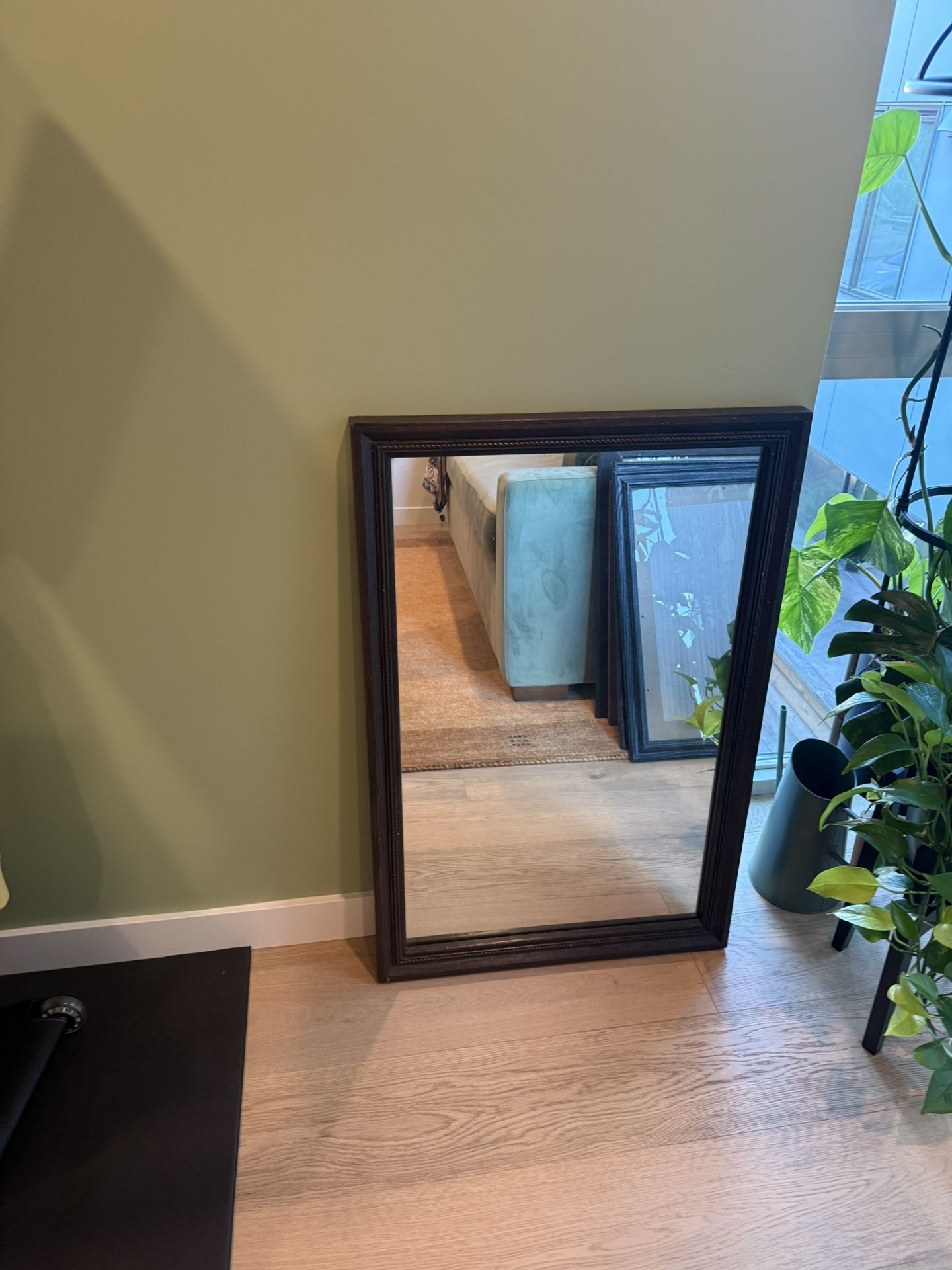Antique Brown Wood Mirror