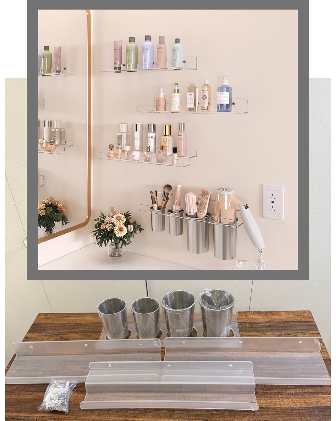 4 Tier Clear Multifunctional Acrylic Shelves/Storage, Makeup/Skincare/Perfume Organizer And
