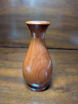 Hand-Turned Wooden Bud Vase with Glass Insert