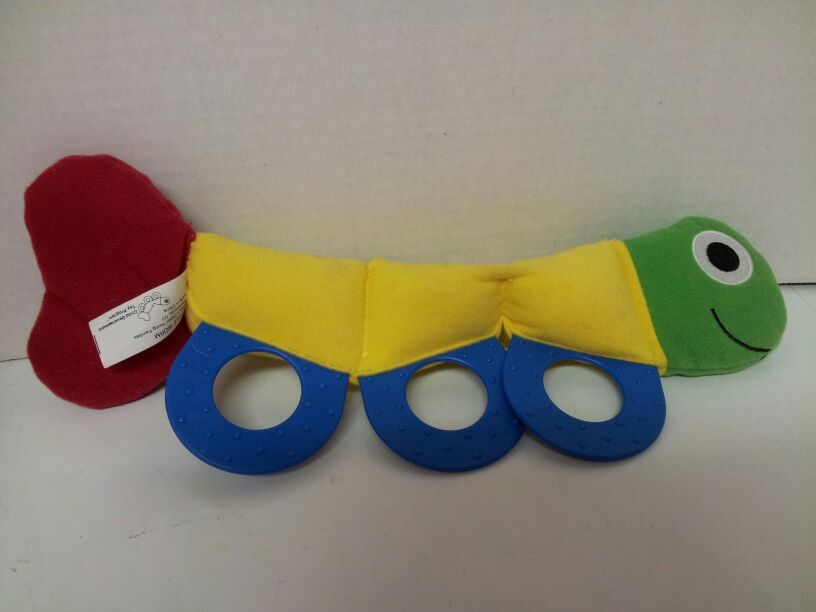 Brand new vintage Johnson & Johnson wiggle worm caterpillar baby rattle plush toy
