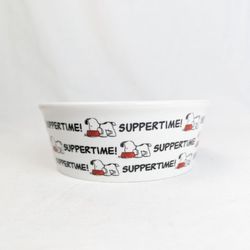 Peanuts Snoopy Dog or Cat Food Dish Suppertime! Ceramic Bowl 5" Gibson Food Water Bowl