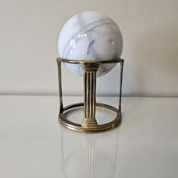 Vintage Marble Orb on Brass Classical Stand
