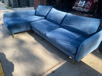Blue L sofa with deliverry