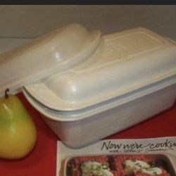 3 Piece Tupperware 1 1/2 Quart Microwave Roaster Pan