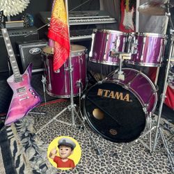 🔥 Rare 🟣 Purple TAMA Drum Set