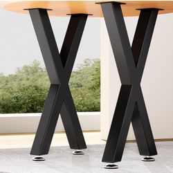 X Shape Heavy Duty Metal Table Legs Set of 2, 21" H×15" W Black Table Legs with Adjustable Foot Pads,1000LBS Load Capacity for Desk Dining Bench