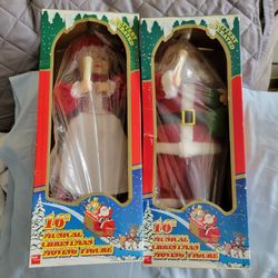 Vintage Santa Claus and Mrs. Claus lught up figures