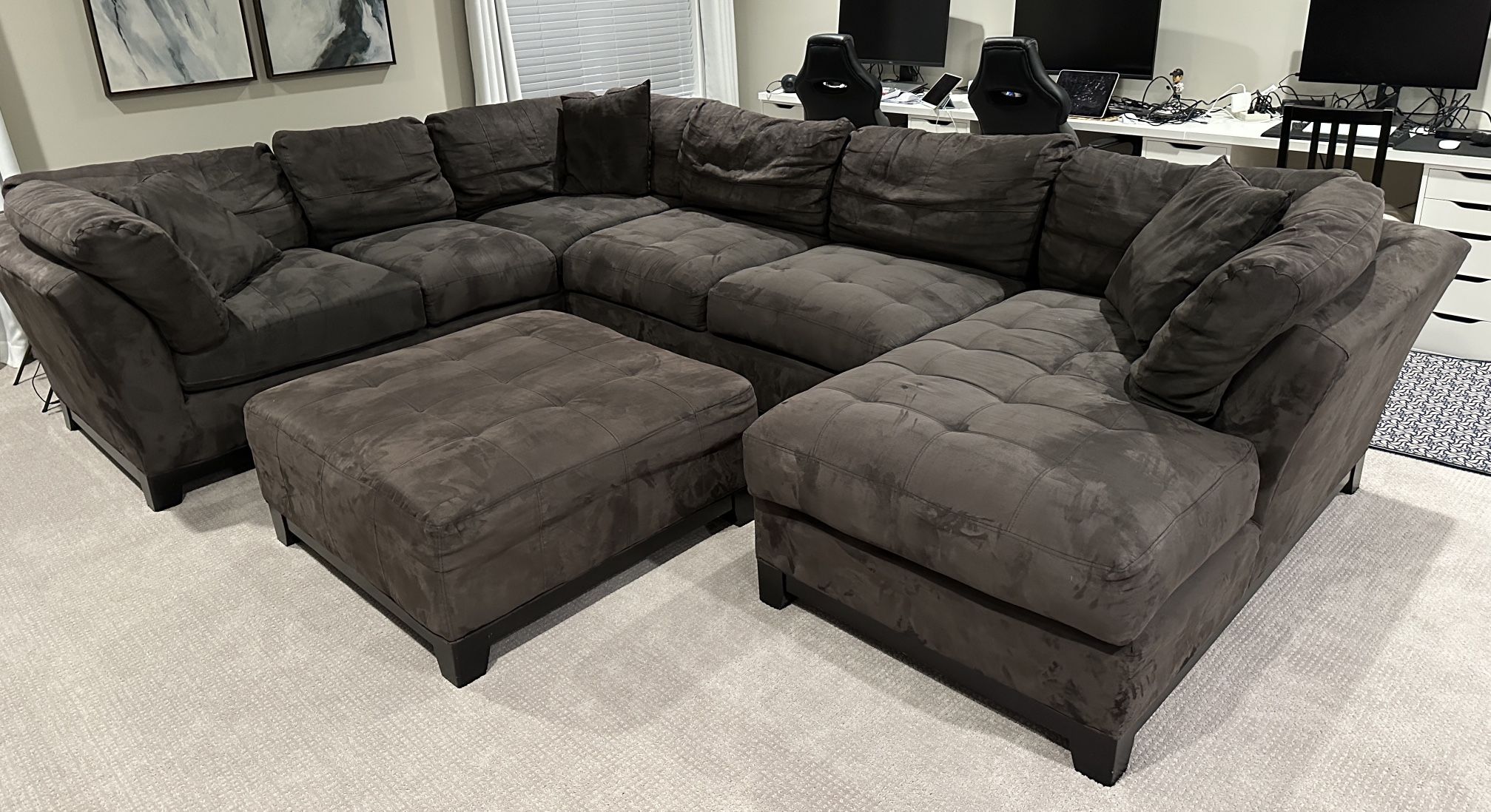 Modular 4pc Grey Right arm chaise Sectional Sofa Couch With ottoman