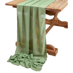 10ft long fabric is chiffon and the color is sage green.